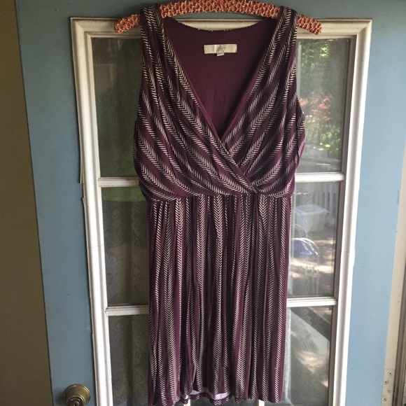 LOFT Purple & White Patterned Sleeveless Dress XS - Picture 2 of 6